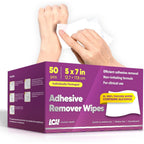 Livaclean Health Large Adhesive Remover Wipes 50 count box front view for medical skin care