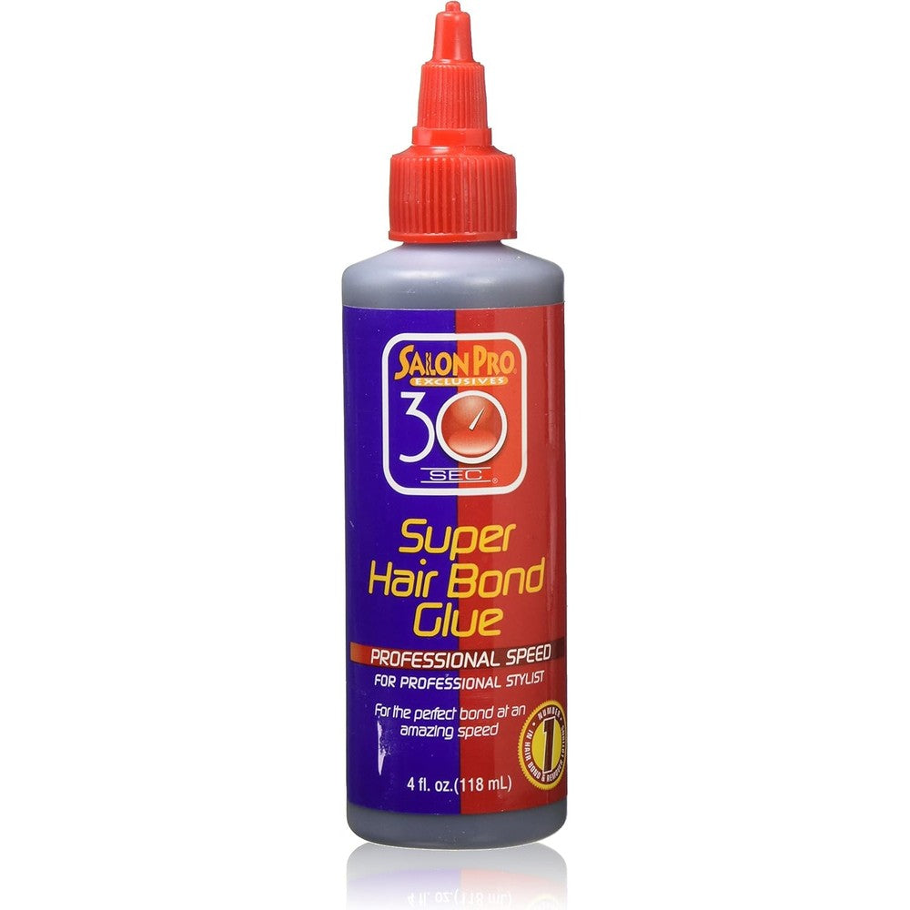 Salon Pro 30 Second Super Hair Bonding Glue 4 Ounce bottle front view showing product labeling