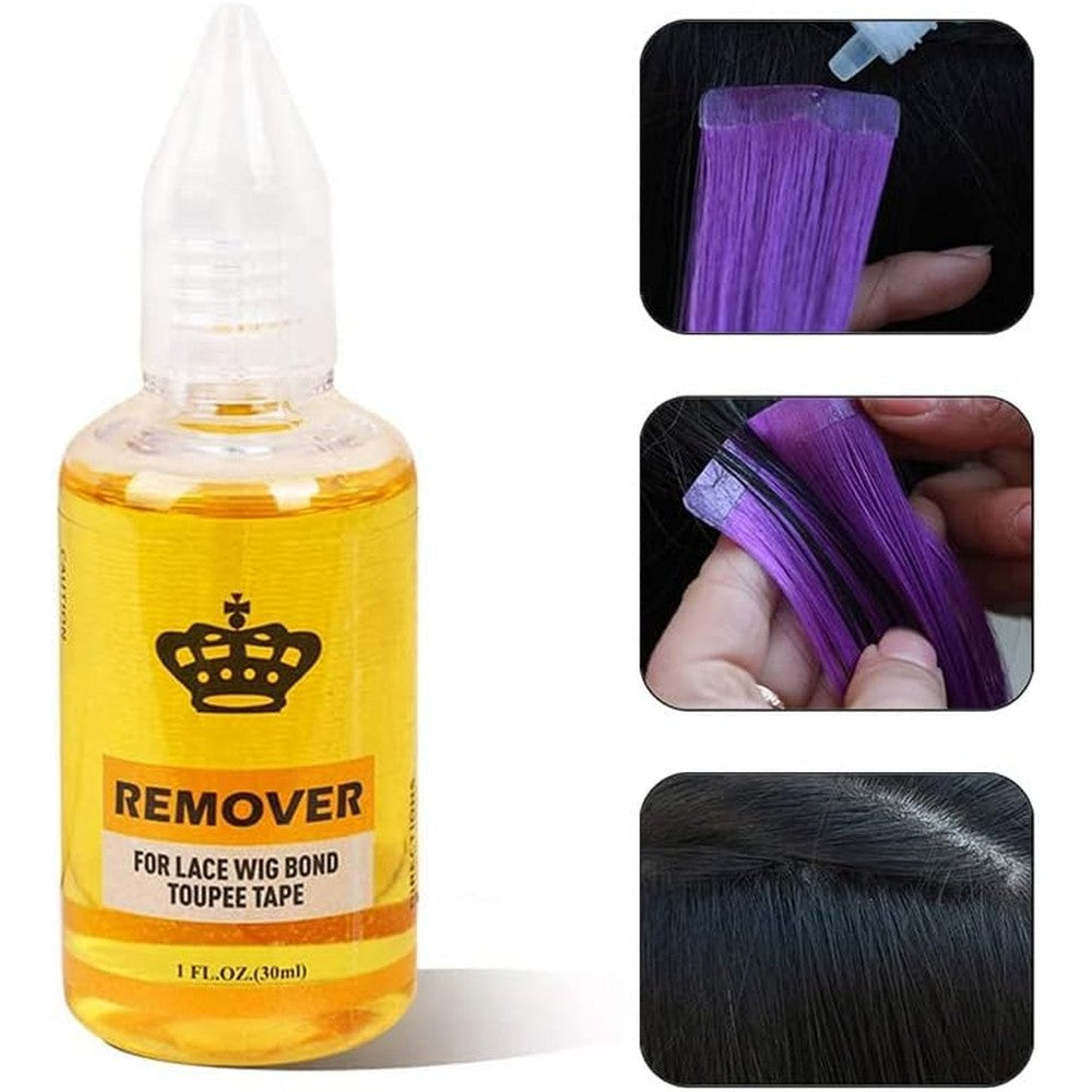 Amyqueen tape in extension remover front view bottle for fast acting adhesive removal
