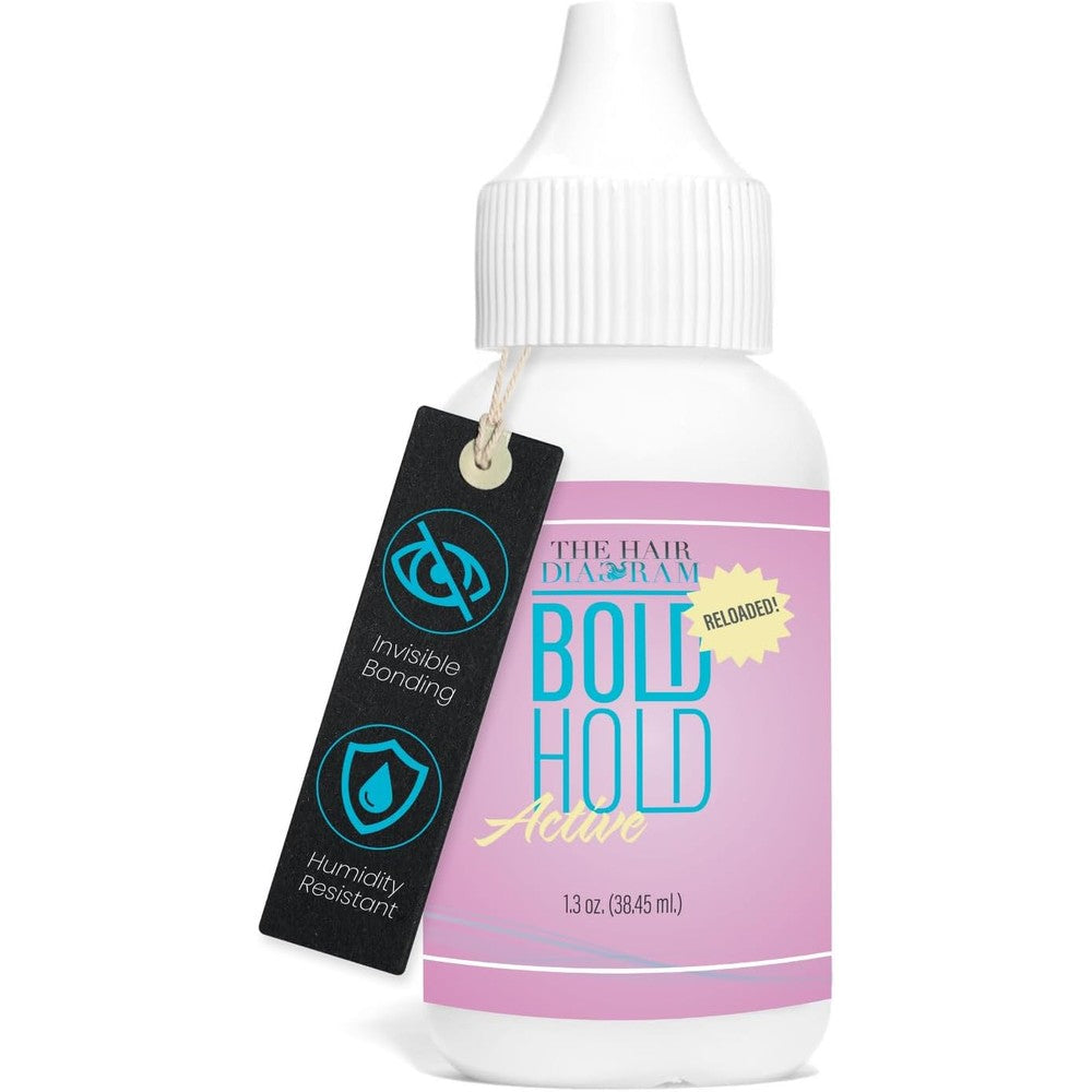 The Hair Diagram Bold Hold Active Reloaded wig glue front view bottle packaging