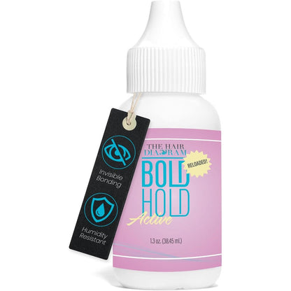 The Hair Diagram Bold Hold Active Reloaded wig glue front view bottle packaging