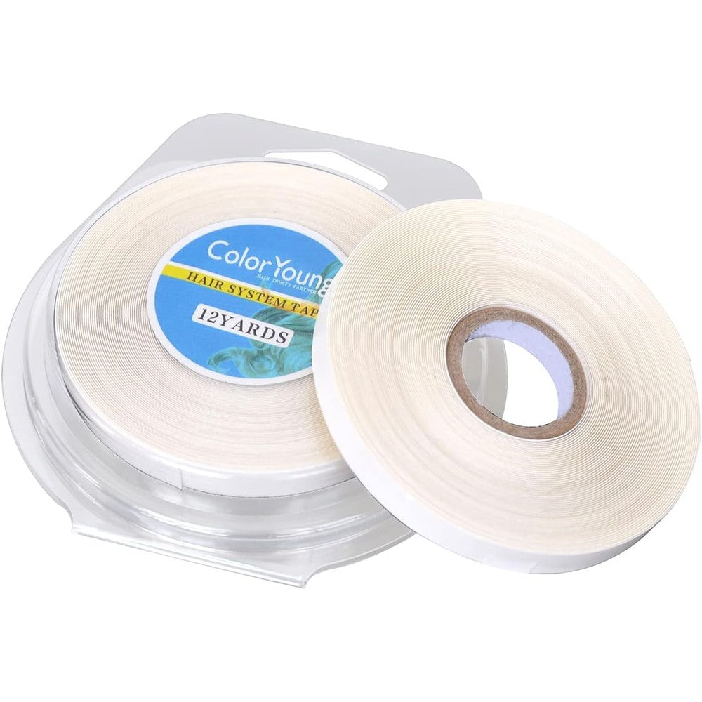 Coloryoung double sided hair extension tape roll white front view premium adhesive