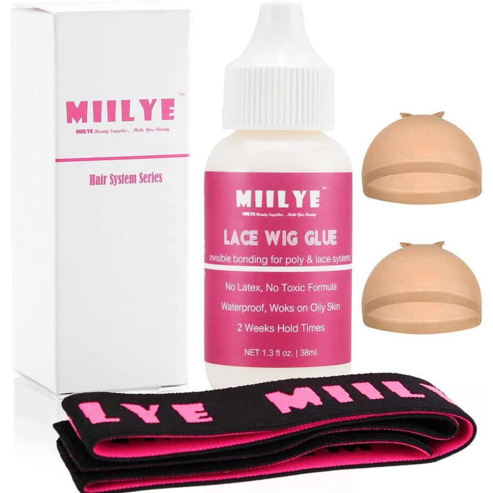 MIILYE Lace Wig Glue front view bottle packaging of the strong hold waterproof bonding adhesive