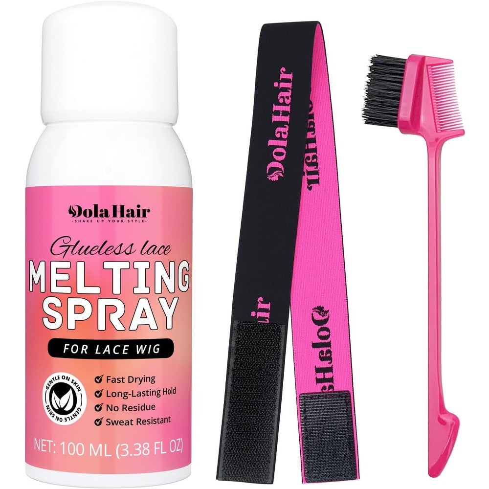 Dolahair lace melting spray front view bottle with wig installation tools