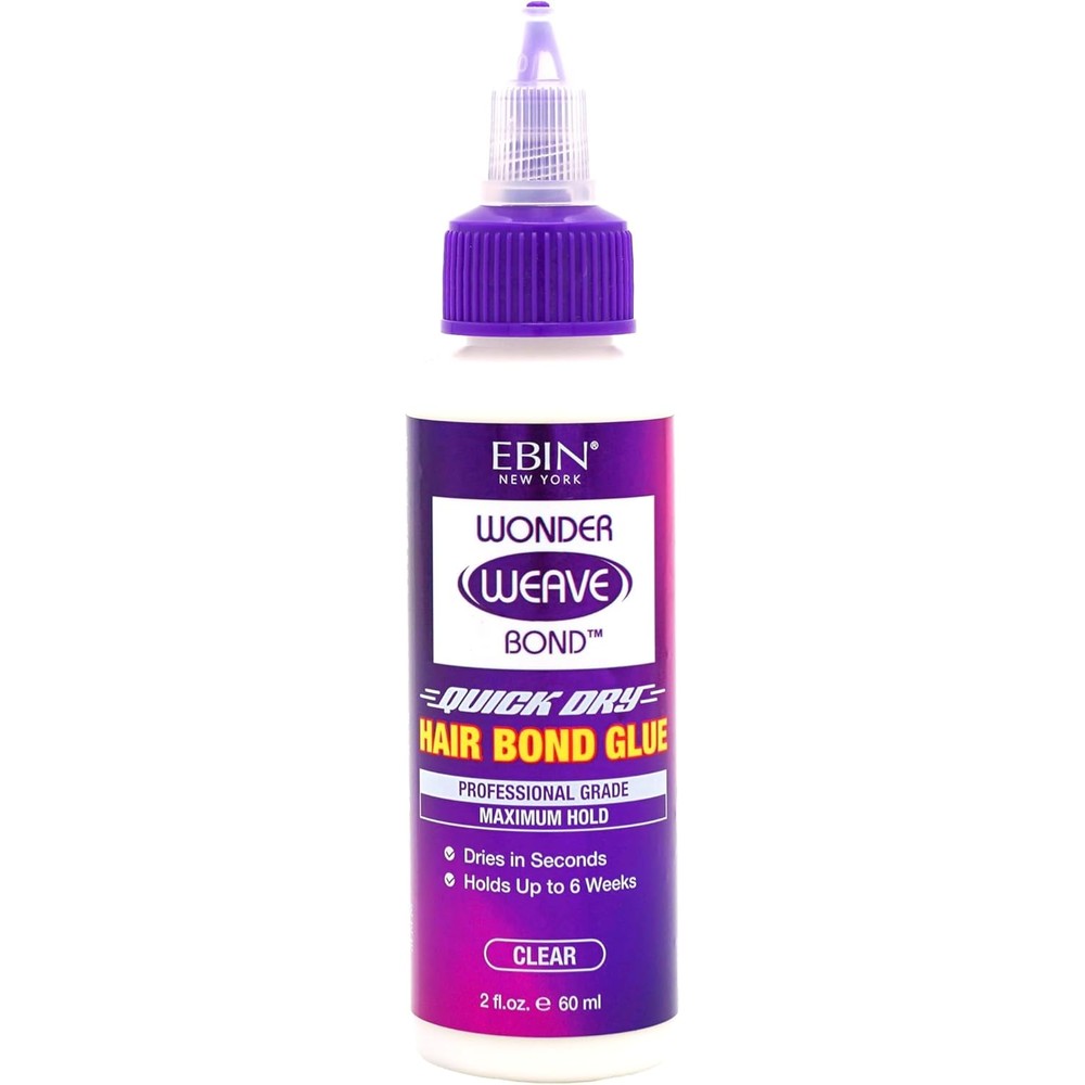 EBIN NEW YORK Wonder Weave Bond Hair Bond Glue Clear bottle front view showing the brand logo and product name.