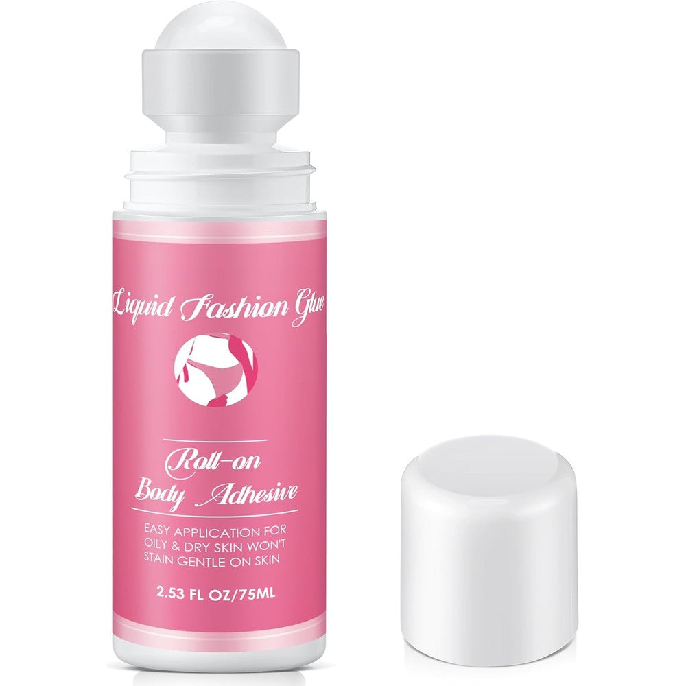 HappyAlley body adhesive roll on classic front view bottle showing product label