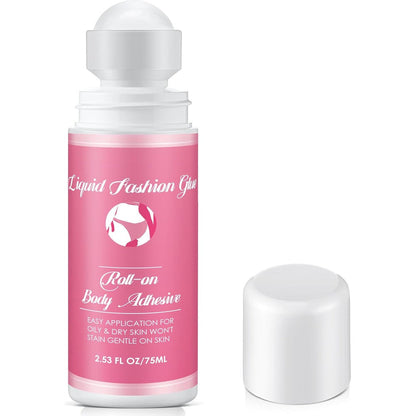 HappyAlley body adhesive roll on classic front view bottle showing product label