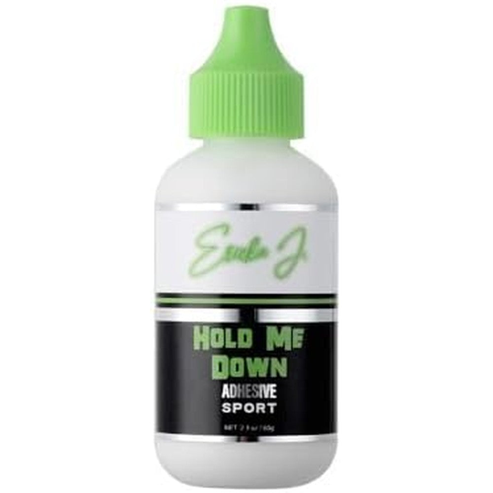 Ericka J Hold Me Down Adhesive Sport front view showing waterproof lace wig glue bottle