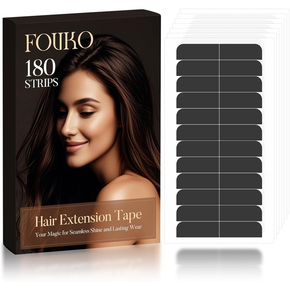 Fovko 180 pieces hair extension tape black front view