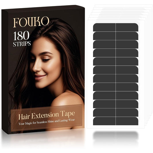 Fovko 180 pieces hair extension tape black front view