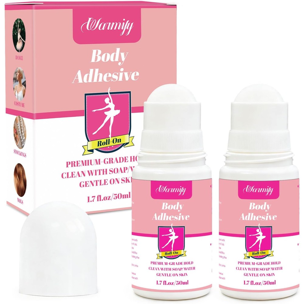 Warmify body glue roll-on two pack front view packaging