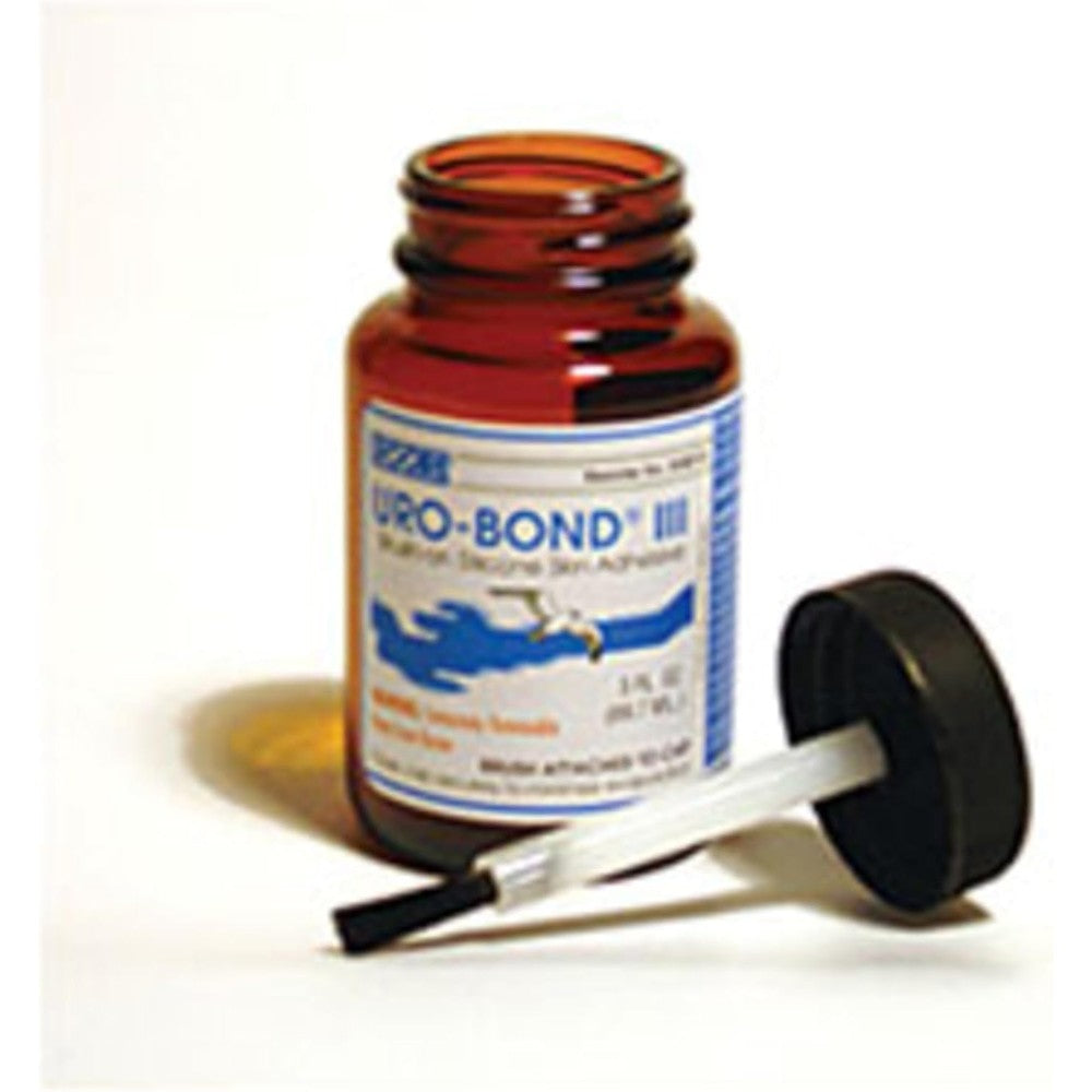 Urocare Uro-Bond III 5000 Silicone Skin Adhesive front view jar for medical device bonding.