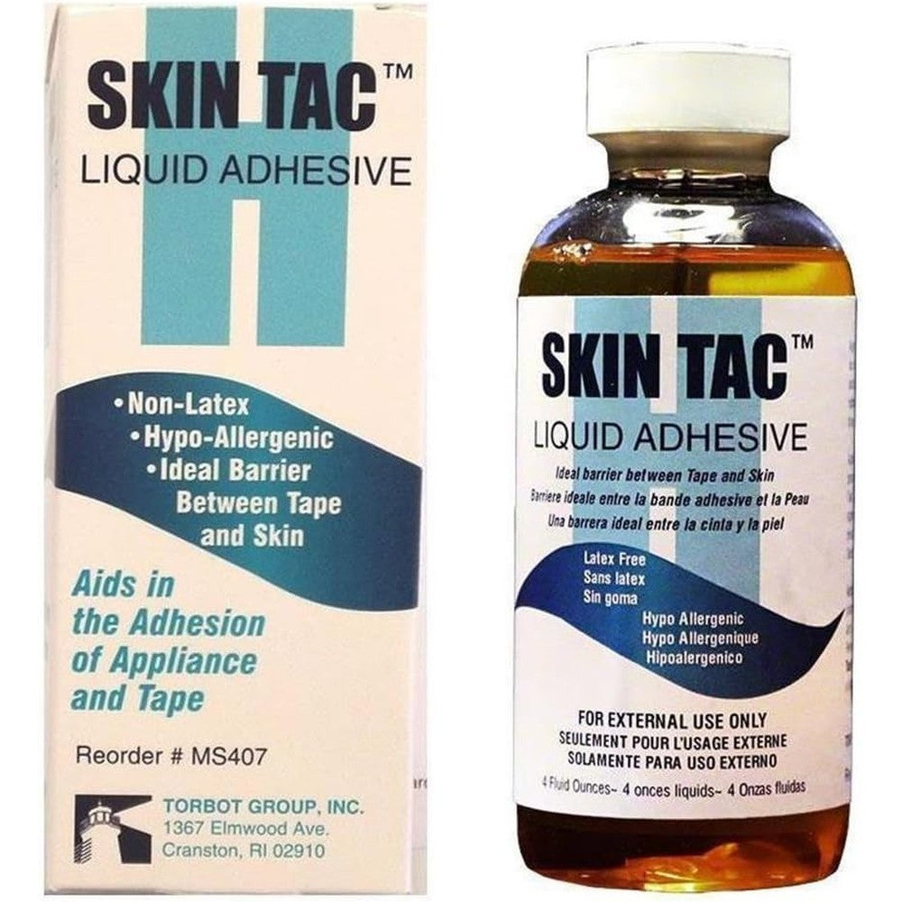 Torbot Skin-Tac Liquid Adhesive Barrier 4 Ounce bottle front view medical grade skin prep.
