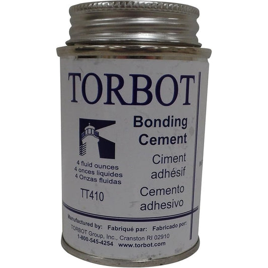 Torbot Liquid Bonding Cement 4 Ounce Can with brush applicator for ostomy care.