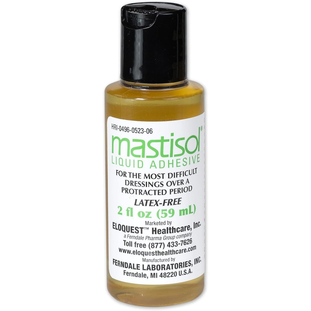 Mastisol Liquid Medical Adhesive 2 Ounce bottle front view for secure skin bonding