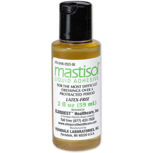 Mastisol Liquid Medical Adhesive 2 Ounce bottle front view for secure skin bonding