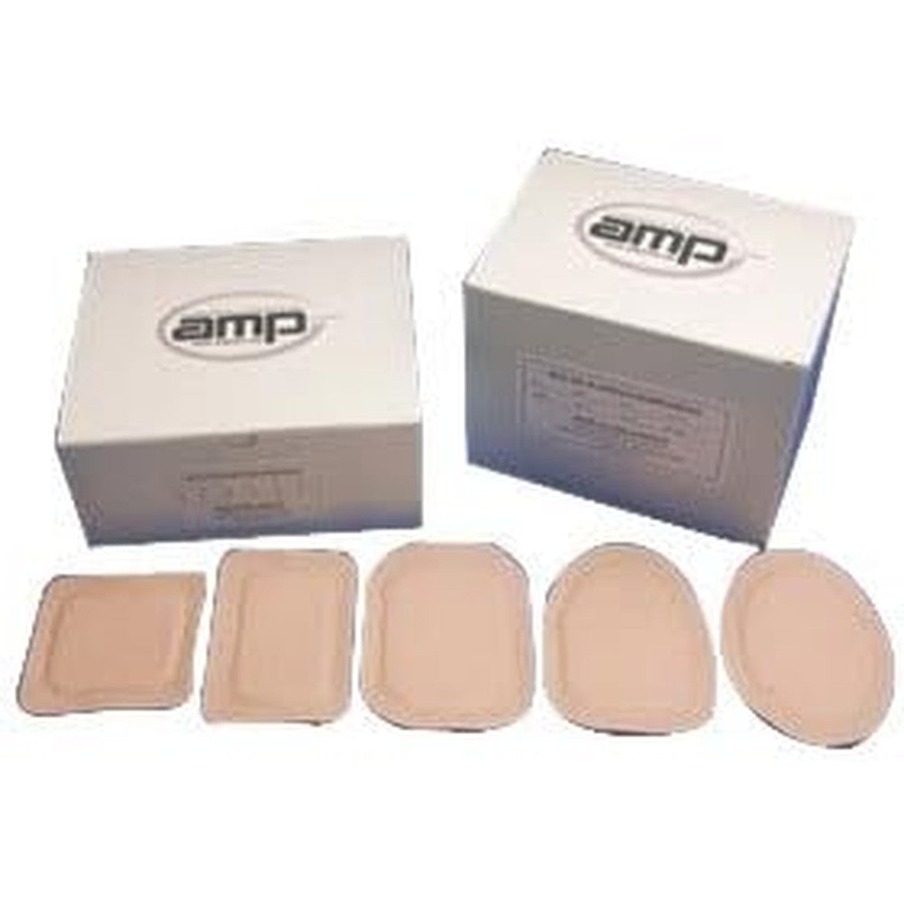 Austin Medical Ampatch Style GR front view box of fifty stoma covers.