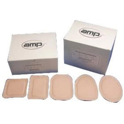Austin Medical Ampatch Style GR front view box of fifty stoma covers.