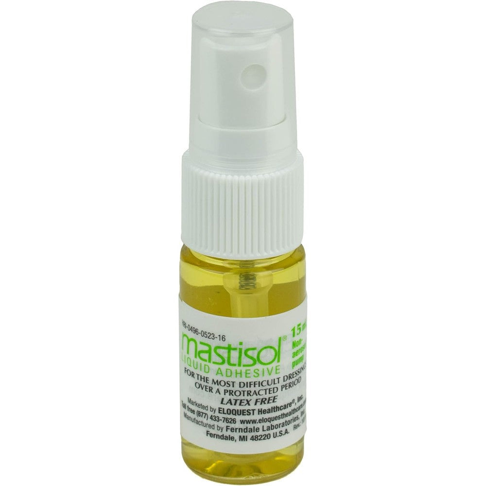 Mastisol Liquid Medical Adhesive 15 Milliliter spray bottle front view for secure skin bonding.