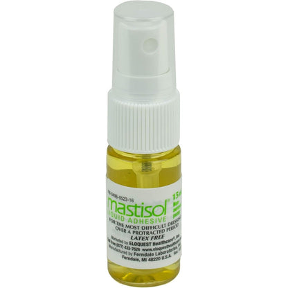 Mastisol Liquid Medical Adhesive 15 Milliliter spray bottle front view for secure skin bonding.