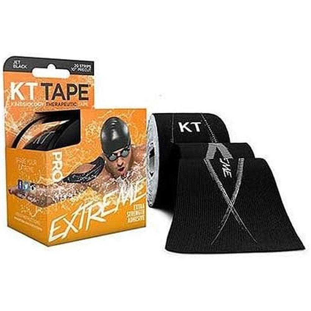 KT Health KT Tape Extreme Pro Black 20 Count front view kinesiology sports tape