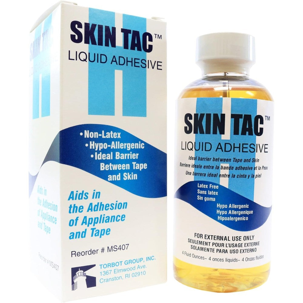 Torbot Skin Tac Liquid Adhesive 4 Ounce Bottle 2 Pack front view for medical skin preparation.