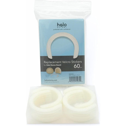 Halo Ostomy Replacement Stickers for Stoma Guard front view 60 count pack
