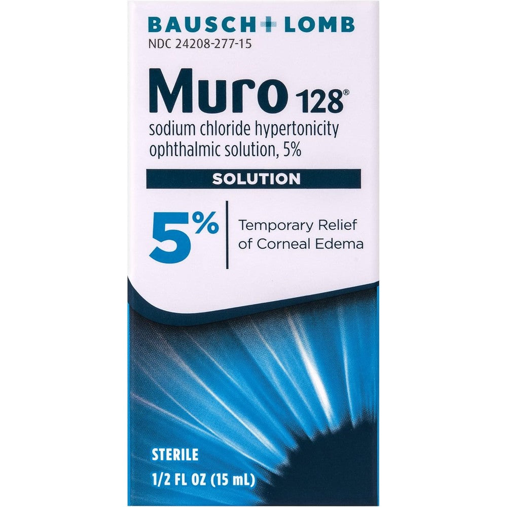 Bausch and Lomb Muro 128 5 percent solution front view bottle for corneal edema relief