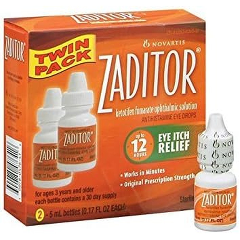 Novartis Pharmaceutical Zaditor Eye Itch Relief twin pack front view packaging