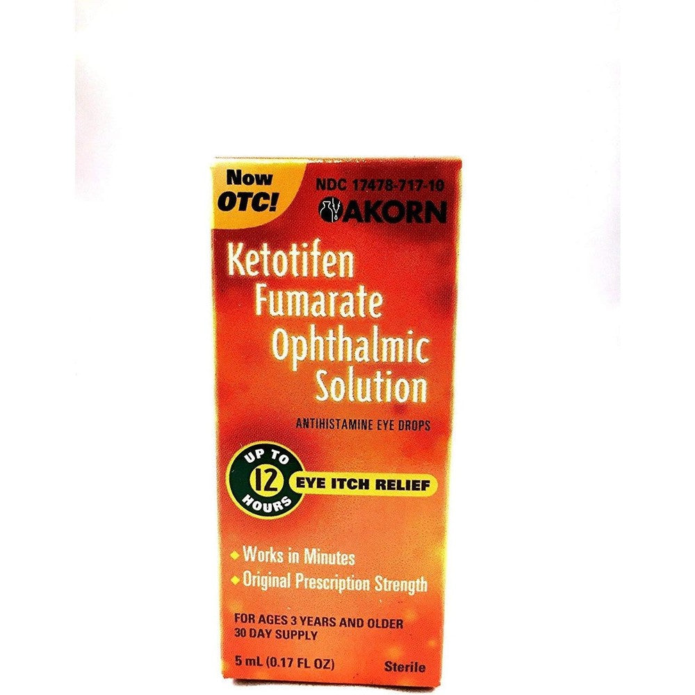 Zaditor Ketotifen Fumarate Ophthalmic Solution 5 Milliliters front view bottle for eye itch relief