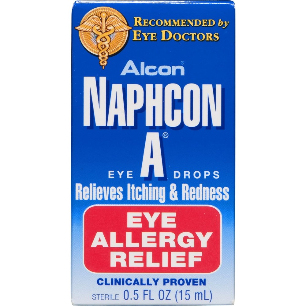 Alcon Naphcon A Eye Drops front view of the packaging for allergy relief.