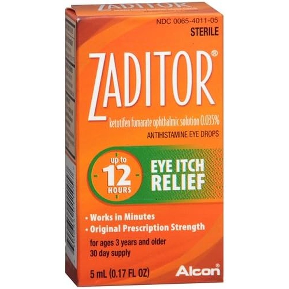 Zaditor Antihistamine Eye Drops three pack front view packaging
