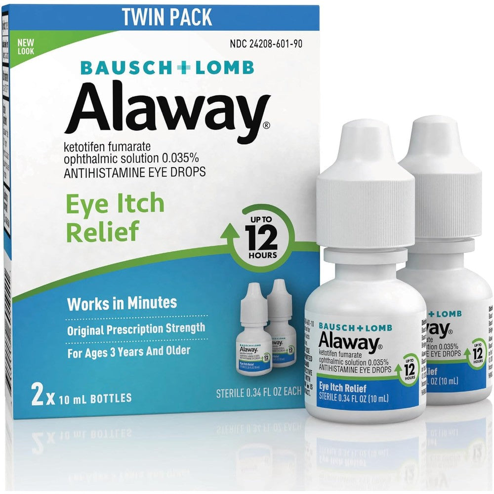 Bausch and Lomb Alaway antihistamine eye drops twin pack front view for allergy relief