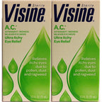 Visine A.C. Eye Drops pack of 2 front view showing allergy relief packaging.