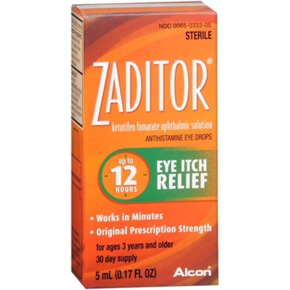 Zaditor Antihistamine Eye Drops pack of 10 front view showing packaging for eye itch relief