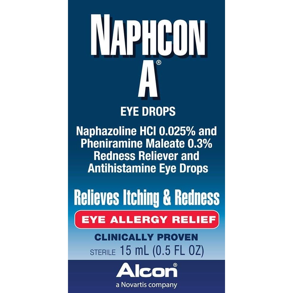Alcon Naphcon A Eye Drops front view of the allergy relief packaging