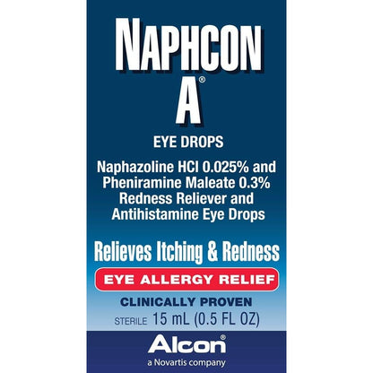 Alcon Naphcon A Eye Drops front view of the allergy relief packaging
