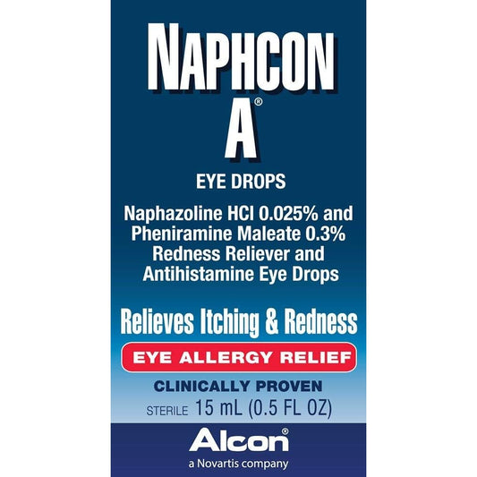 Alcon Naphcon A Eye Drops front view of the allergy relief packaging