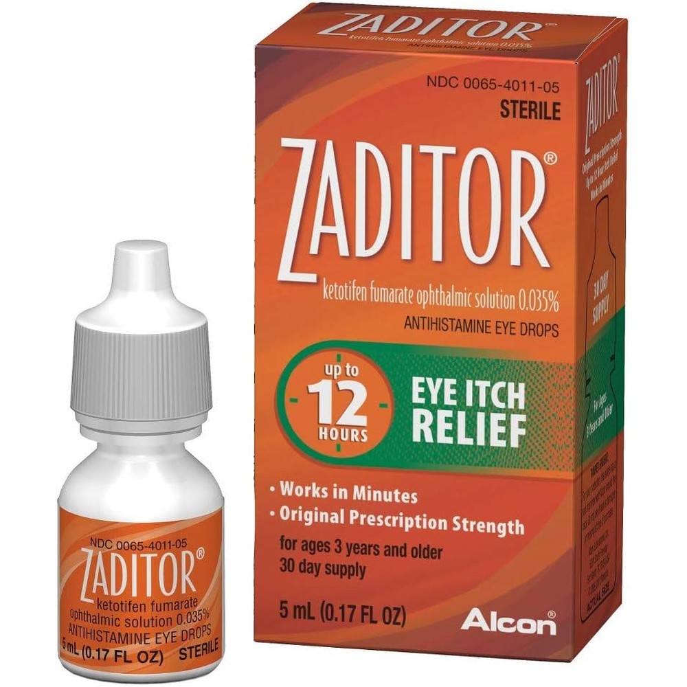 Zaditor Eye Itch Relief Antihistamine Eye Drops front view packaging for allergy relief