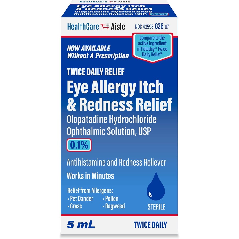HealthCareAisle Eye Allergy Itch and Redness Relief front view packaging for seasonal allergy comfort