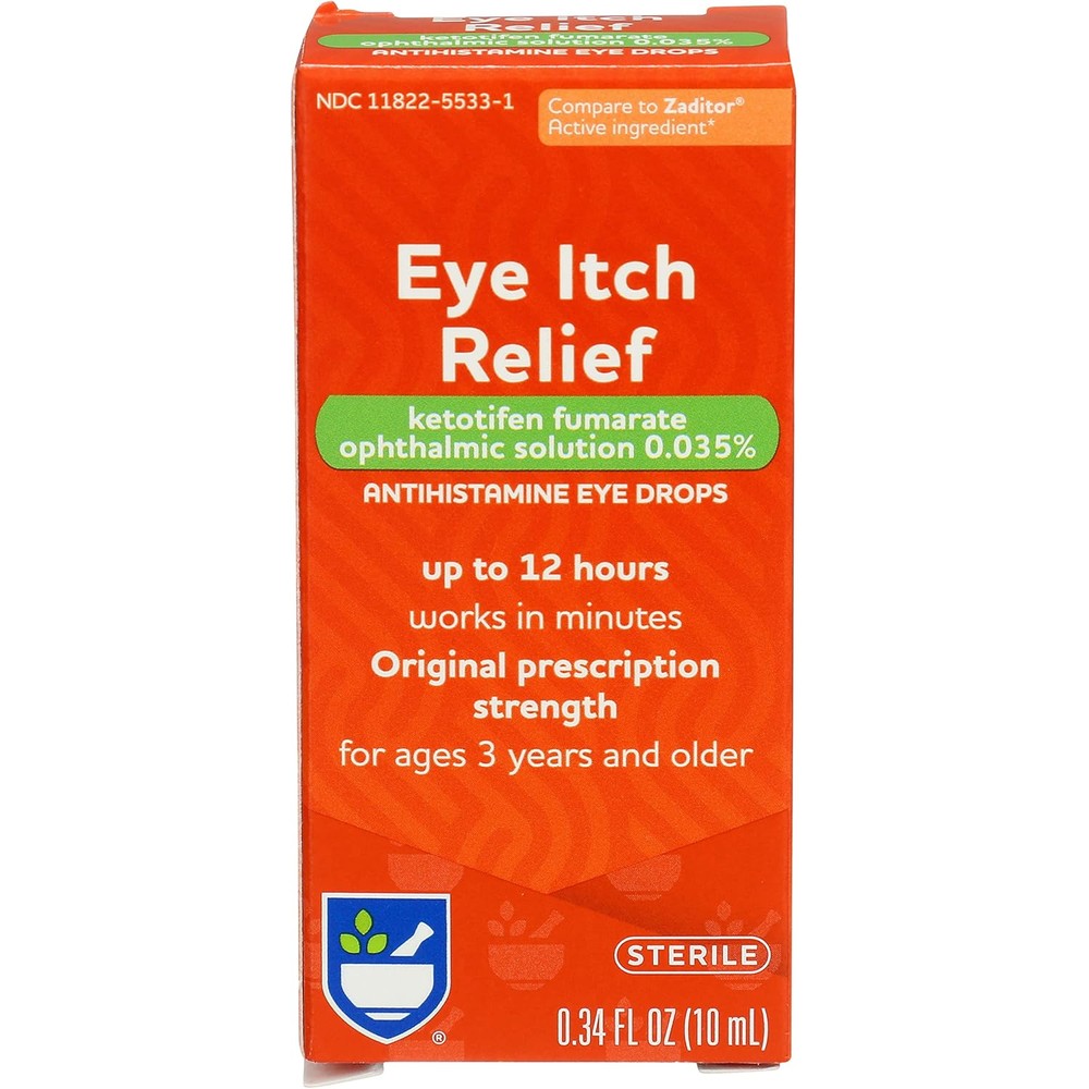 Rite Aid Eye Itch Relief Antihistamine Eye Drops front view retail box for allergy symptoms