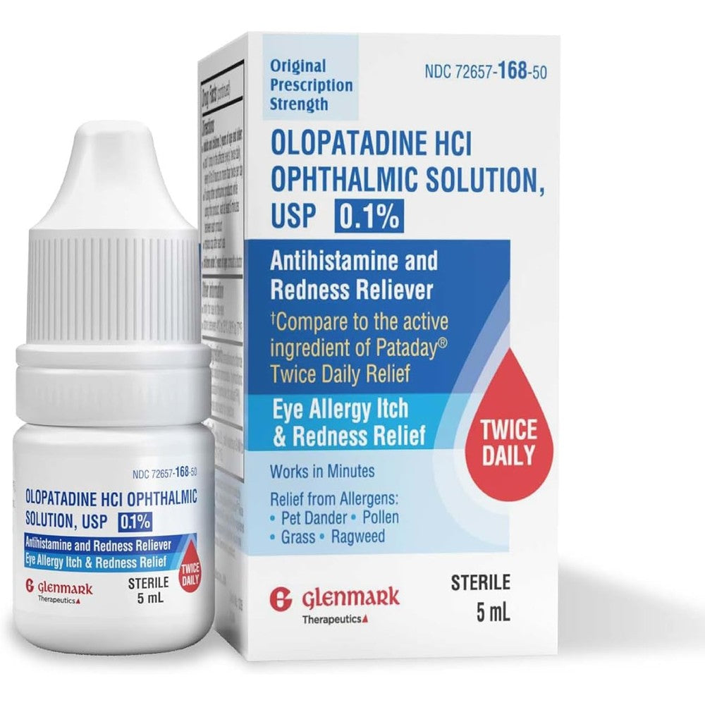 Glenmark Therapeutics Olopatadine Eye Drops 5ml front view for allergy relief