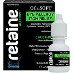 OCuSOFT Retaine Allergy eye drops 2.5ml front view packaging for fast itch relief.