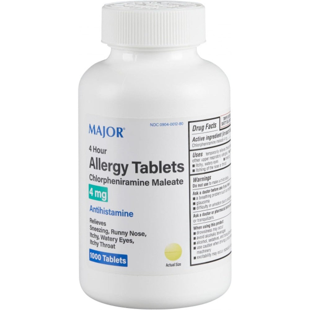 Major pharmaceuticals chlorpheniramine maleate close up of safety seal