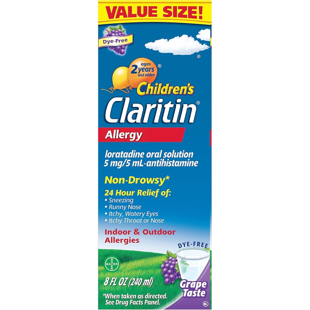 Claritin Childrens Allergy Medicine eight fluid ounce bottle front view