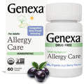 Genexa Allergy Care 60 chewable tablets front bottle view for clean adult allergy relief.