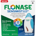Flonase Sensimist Allergy Relief Nasal Spray front view showing green cap and 120 sprays packaging