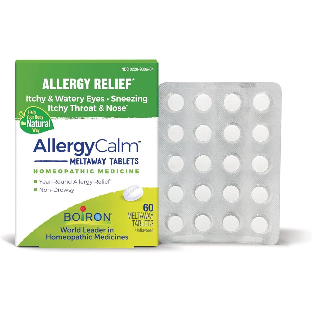 Boiron AllergyCalm meltaway tablets 60 count front box packaging