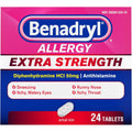 Pasteur Pharmacy Benadryl Extra Strength 50 mg 24 tablets front box package for allergy symptom relief