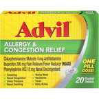 Advil Allergy and Congestion Relief Tablets front box view imported multi symptom relief
